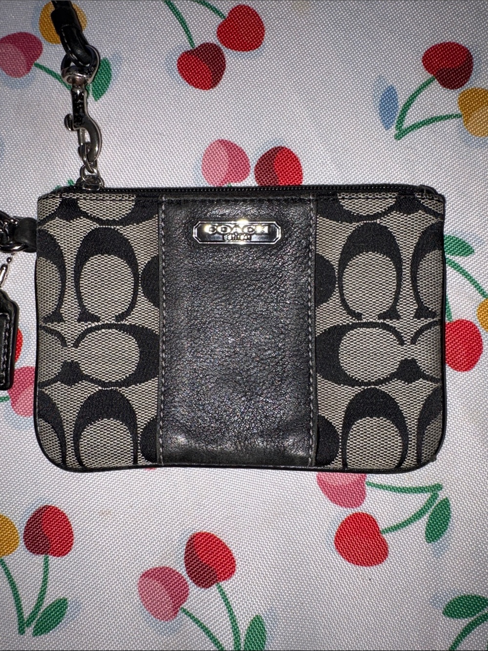 Coach Vintage Brown and Tan Signature Canvas and Leather Wristlet